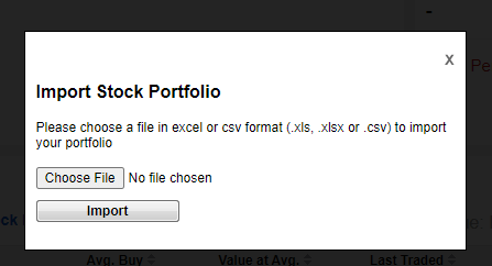 Imort Stock portfolio in Rediff Money
