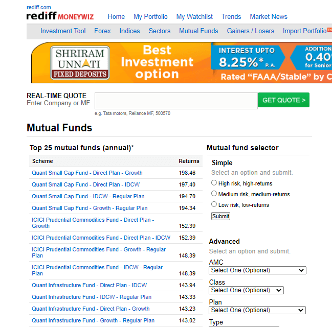 Mutual Fund by Rediff Money