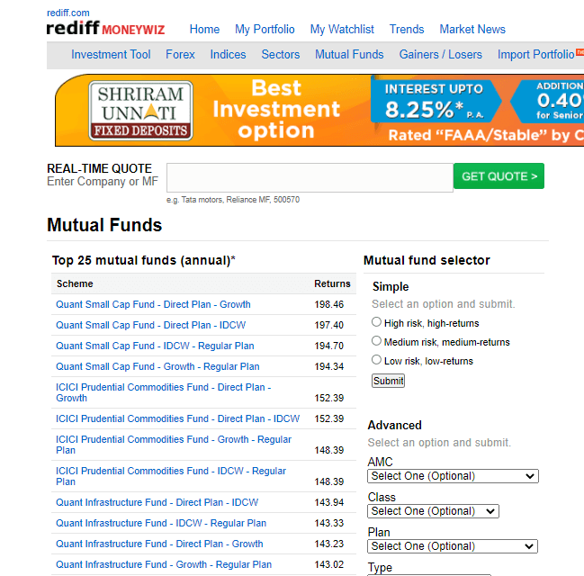 An honest Review of Rediff Money for Investment Tracking.