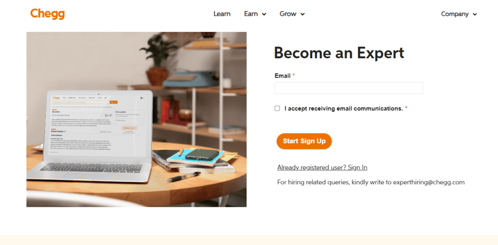 Earn money online from Chegg