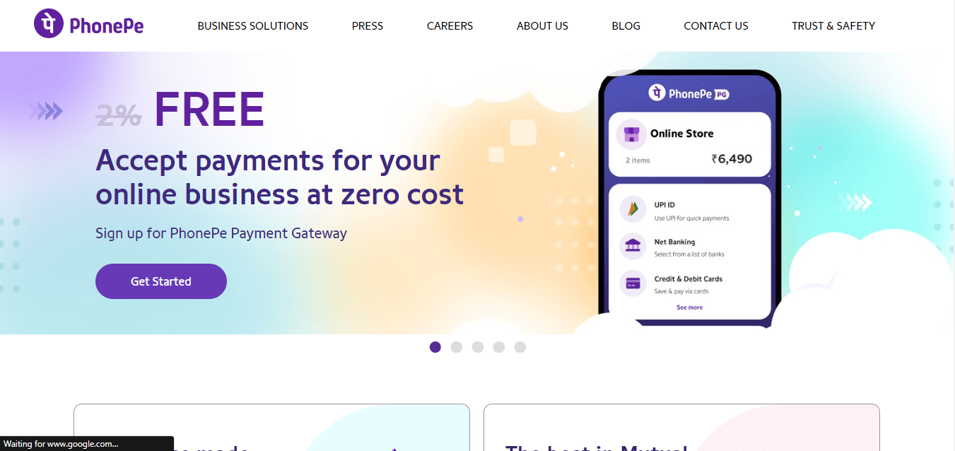 PhonePe home page