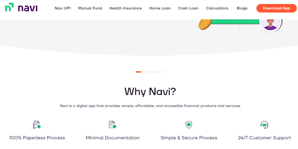 Navi Loan App homepage